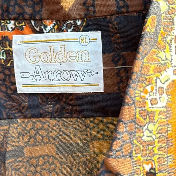 NOS Vintage 1970s xl Shirt golden arrow disco pimp Old stock